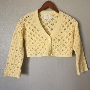 Zara Kids Yellow Crochet Bell Sleeve Cardigan Sweater
